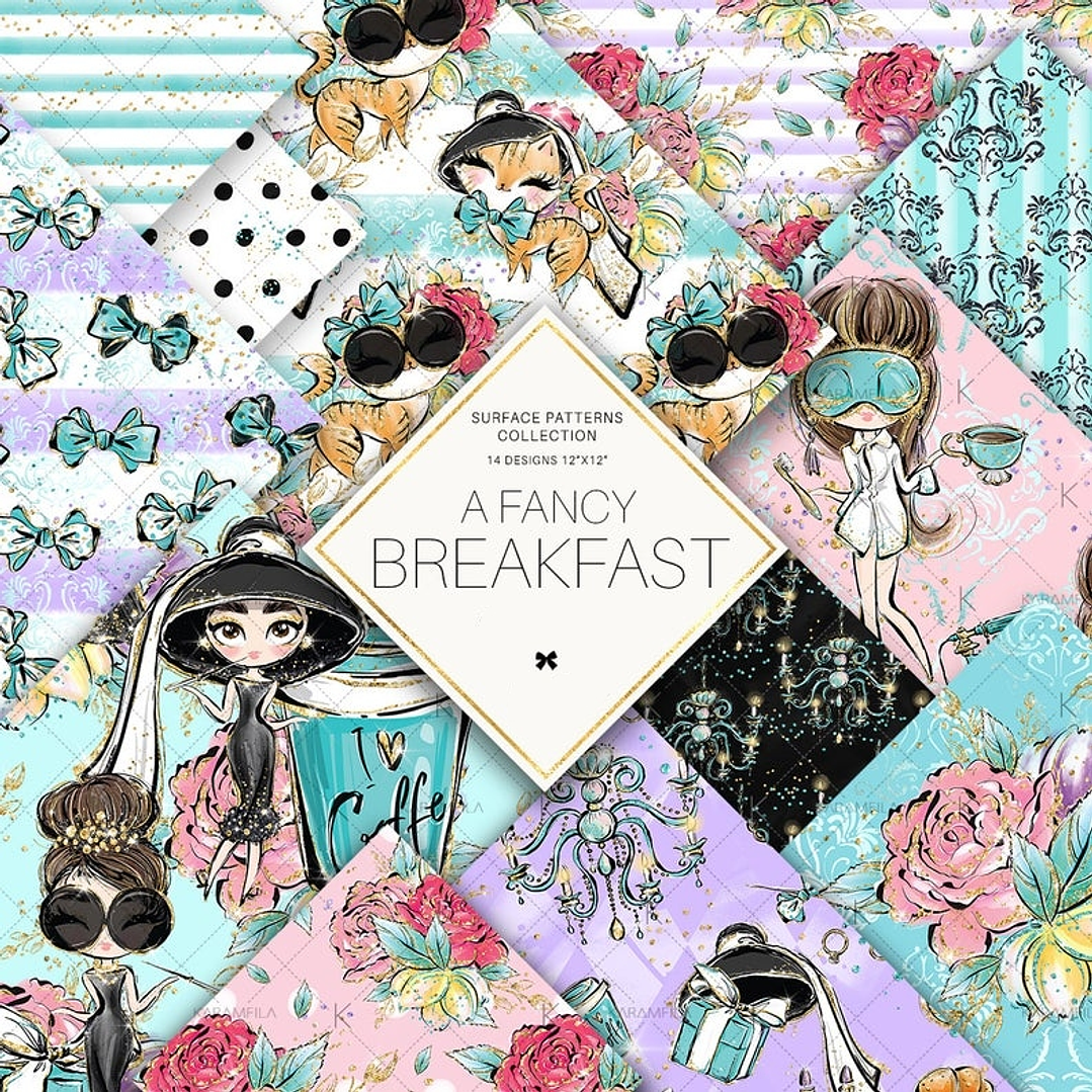 Kit Digital Papéis Um Café da Manhã Chique 1