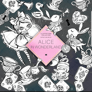 Kit Digital Rabiscos Alice no País das Maravilhas 