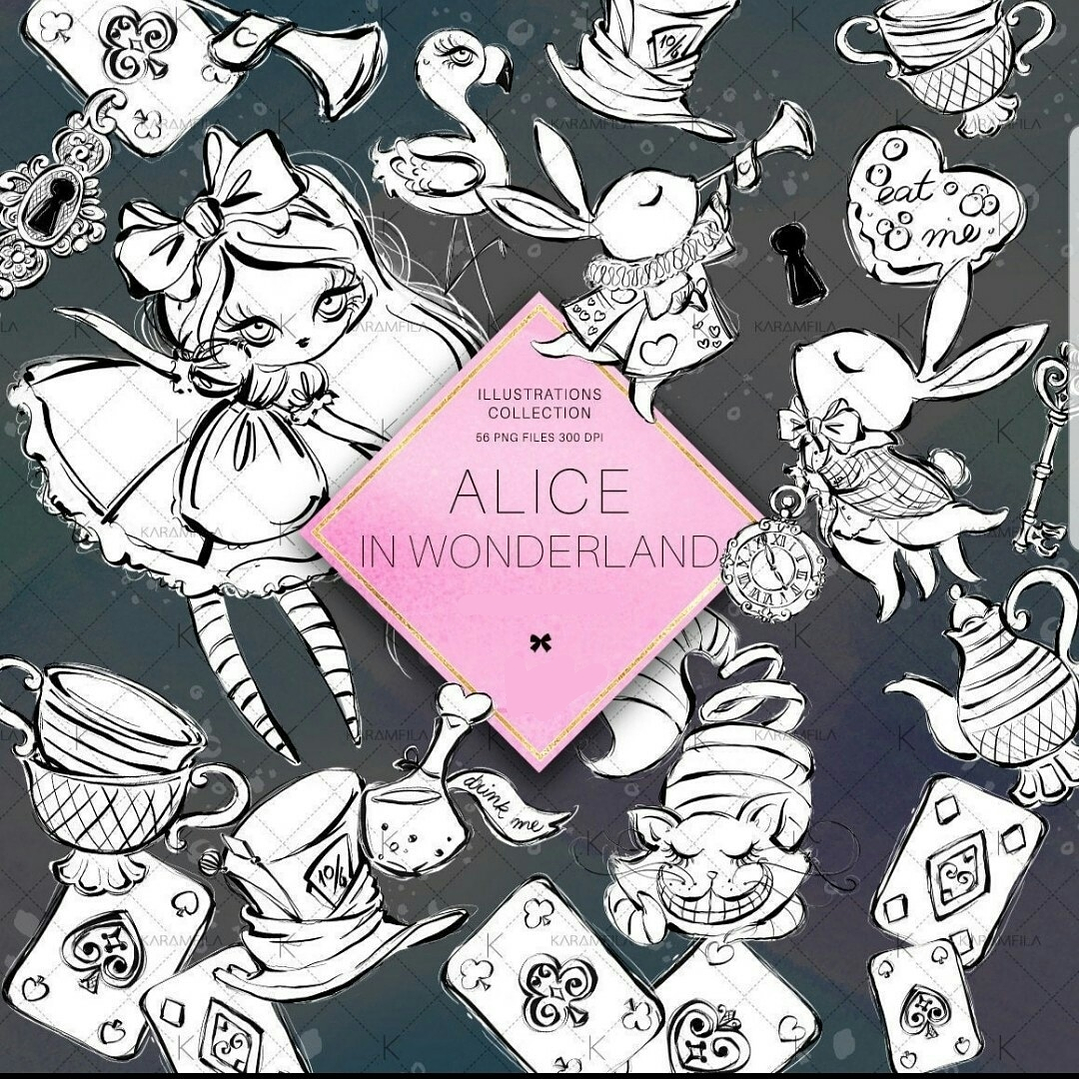 Kit Digital Rabiscos Alice no País das Maravilhas  1