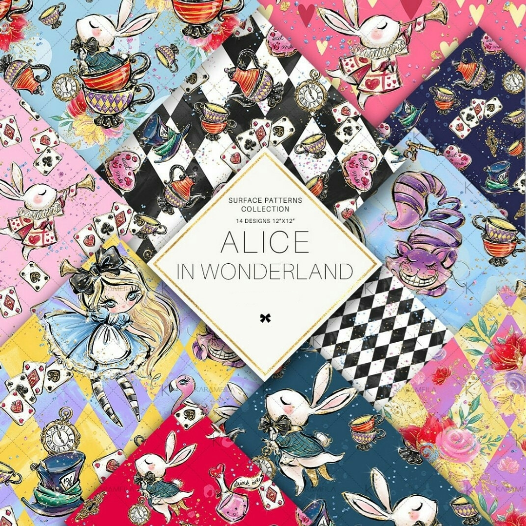 Kit Digital Papéis Alice no País das Maravilhas 02 1