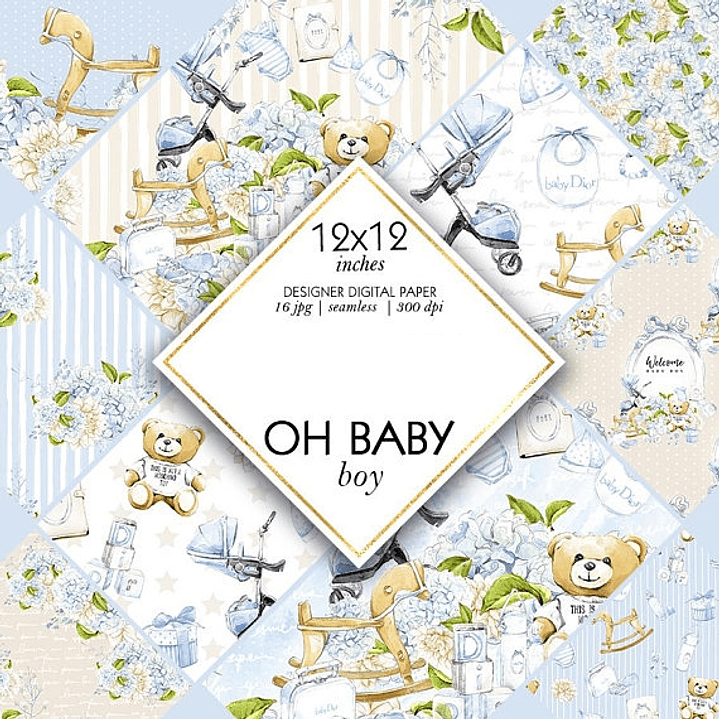 Kit Digital Papéis Bebê Menino  1
