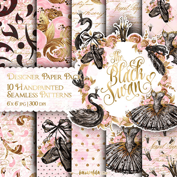 Kit Digital Papéis Cisne Negro 1