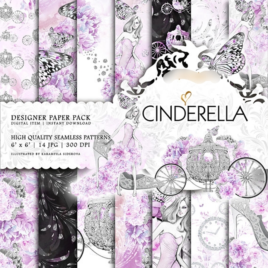 Kit Digital Papéis Papéis Cinderela  1
