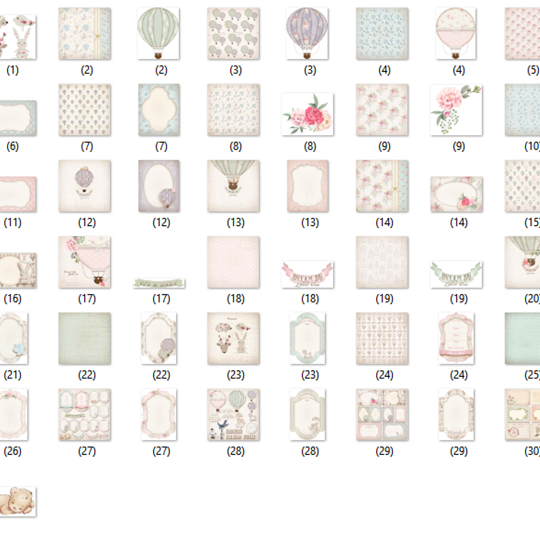 Kit Digital Papéis Estilo Clássico de Bebê 2