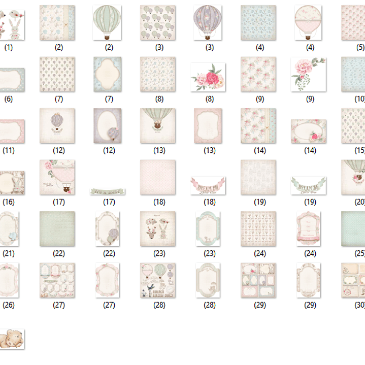 Kit Digital Papéis Estilo Clássico de Bebê 2