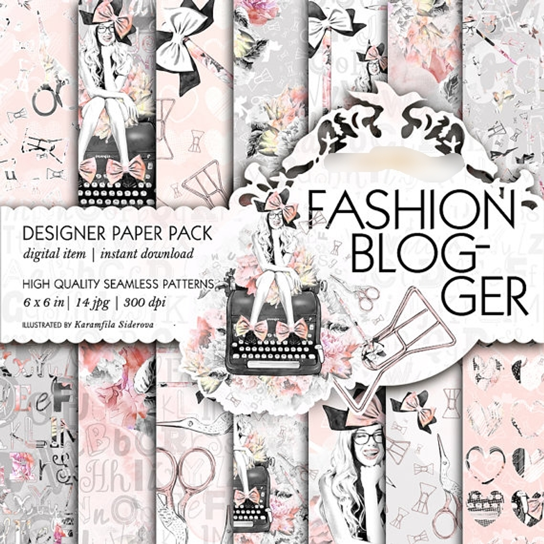kit Digital Papéis Blogueira Fashion  1