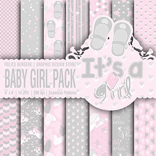 Kit Digital Papéis Baby Menina 