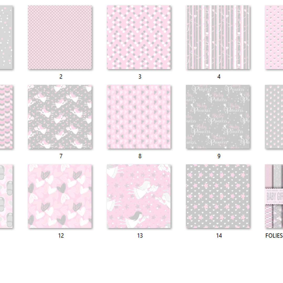 Kit Digital Papéis Baby Menina  2