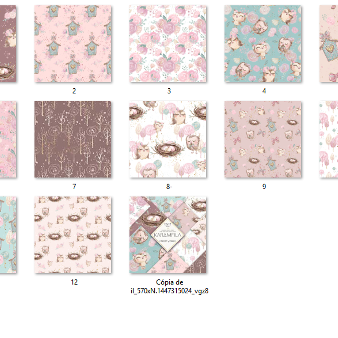 Kit Digital Papéis Corujinhas 2