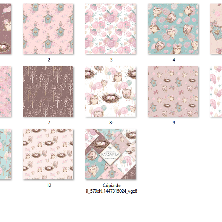 Kit Digital Papéis Corujinhas 2