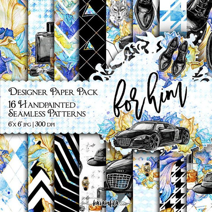 Kit Digital Papéis Masculino  1