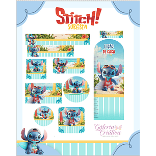 Arquivo Etiqueta Escolar Stitch Surfista 