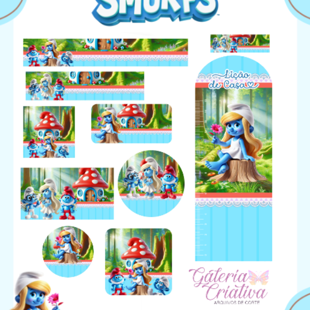 Arquivo Etiqueta Escolar Smurfs 1