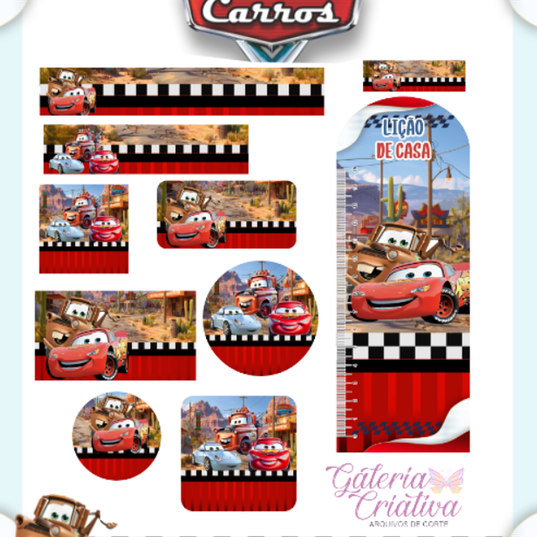 Arquivo Etiqueta Escolar Carros Disney  1