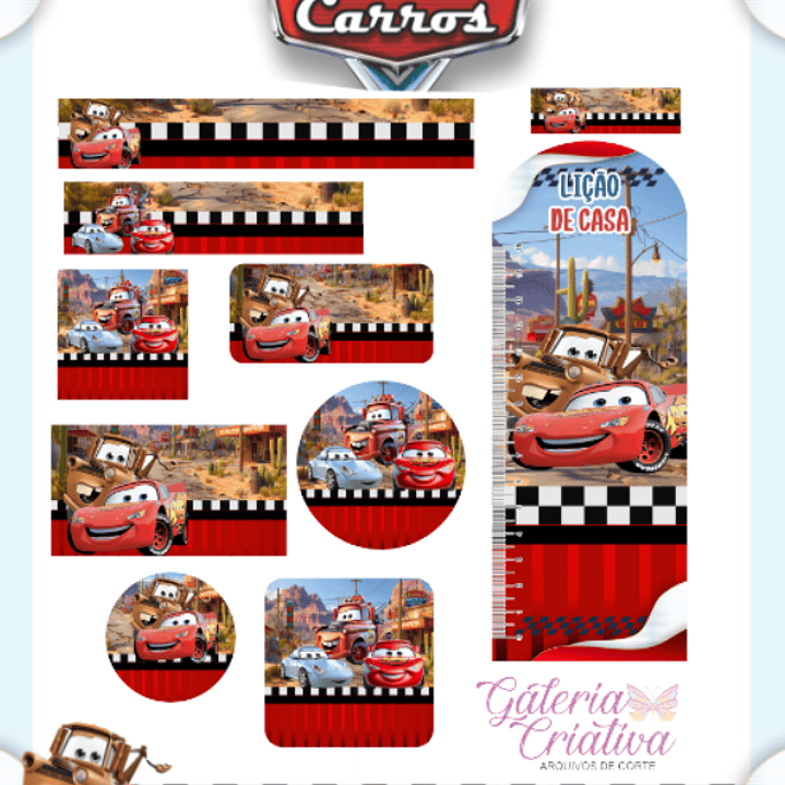 Arquivo Etiqueta Escolar Carros Disney  1