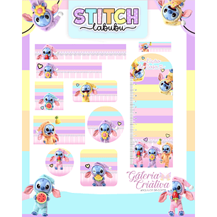 Arquivo Etiqueta Escolar Stitch Labubu 