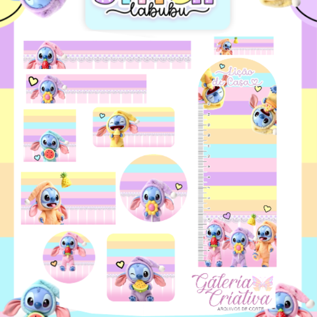 Arquivo Etiqueta Escolar Stitch Labubu  1