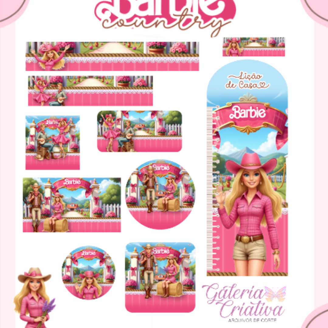 Arquivo Etiqueta Escolar Barbie Country  1