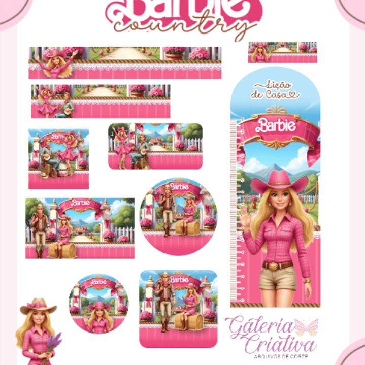 Arquivo Etiqueta Escolar Barbie Country  1