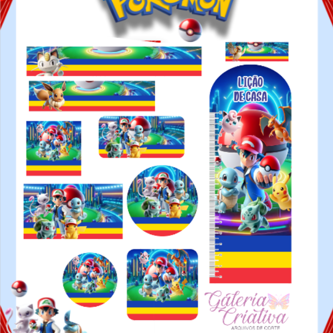 Arquivo Etiqueta Escolar Pokémon  1