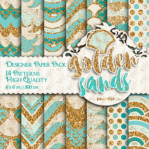 Kit Digital Papéis Dourados 