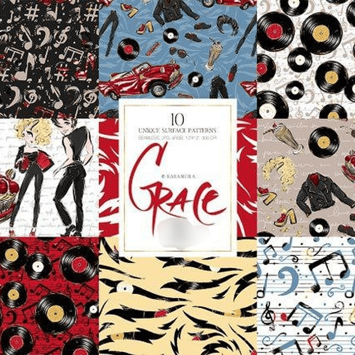 Kit Digital Papéis Musical Grace  1