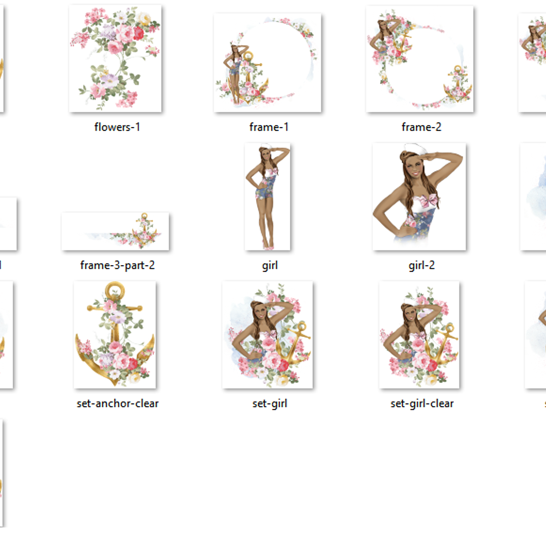 Kit Digital Mulher Âncora Floral  2