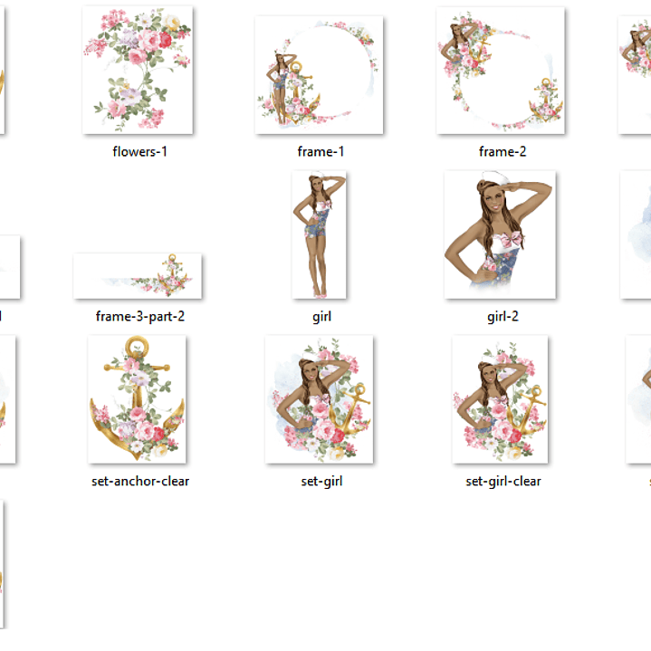 Kit Digital Mulher Âncora Floral  2