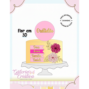 Arquivo Topo de Bolo Gratidão Flores
