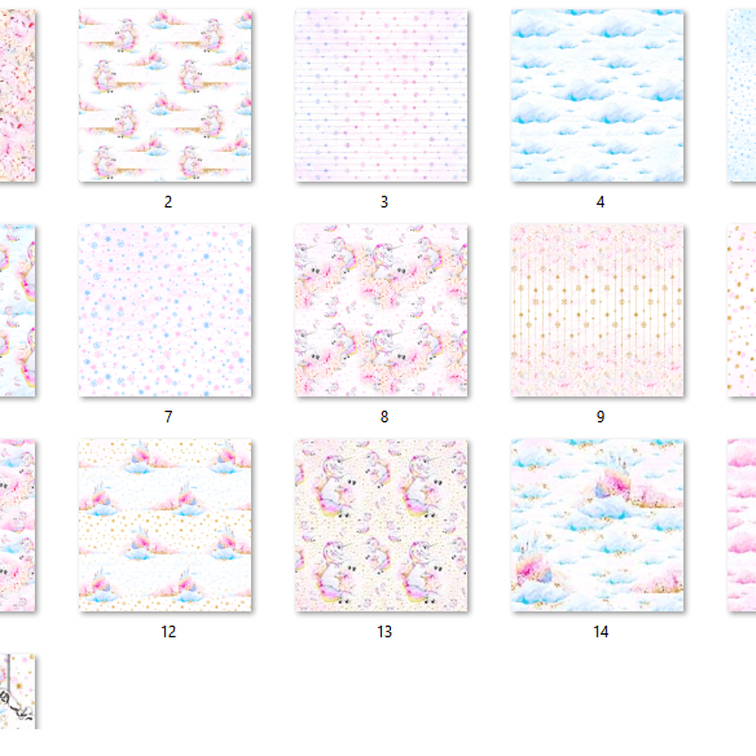 Kit Digital Papéis Unicórnios  2