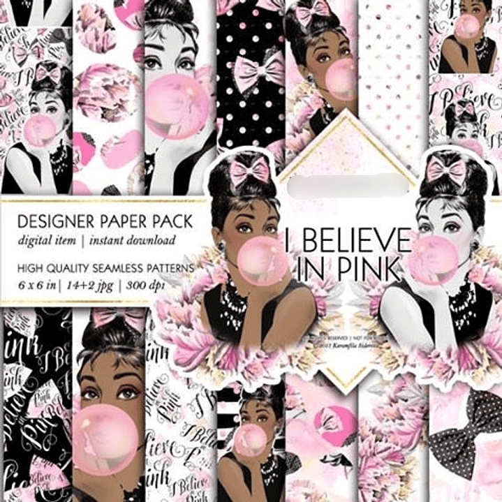 kit Digital Papéis Eu Amo Pink  1