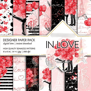 Kit Digital Papéis Amor em Paris 