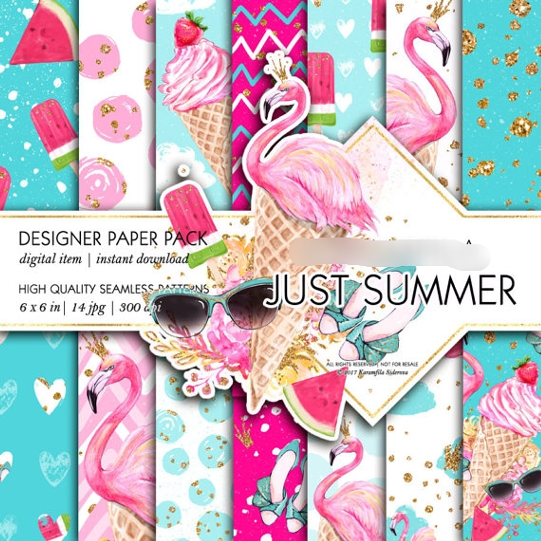 Kit Digital Papéis Summer  1