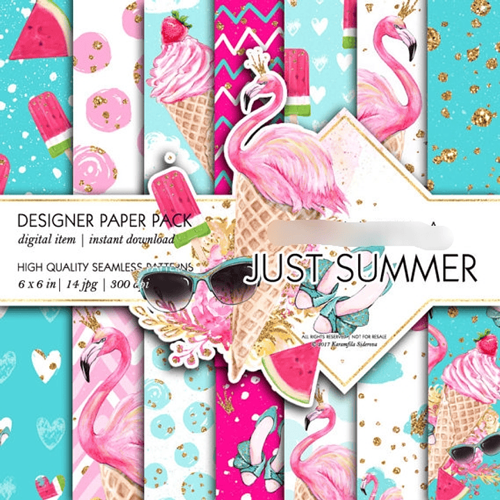 Kit Digital Papéis Summer  1