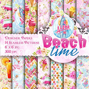 Kit Digital Papéis Hora da Praia 