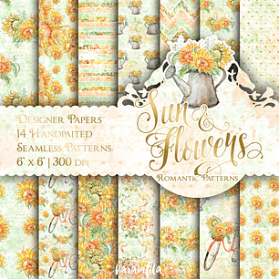 Kit Digital Papéis Sol e Flores 09