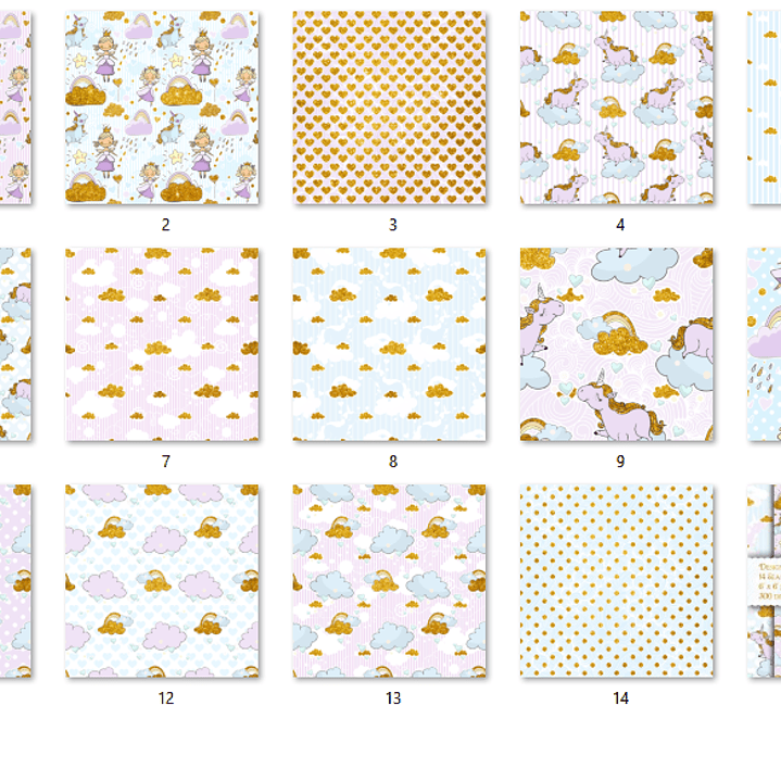 Kit Digital Papéis Fada e Unicórnio  2