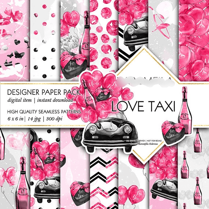 Kit Digital Papéis Táxi do Amor  1