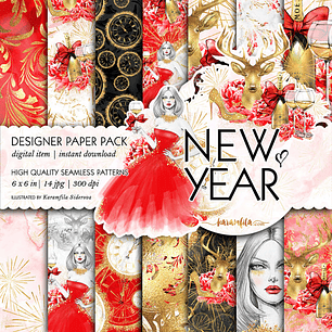 Kit Digital Papéis Ano Novo 