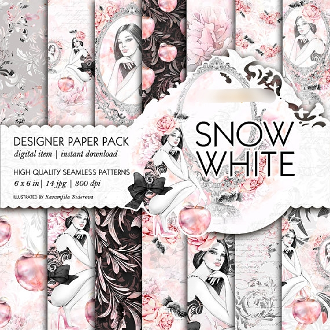 Kit Digital Papéis Branca de Neve 1