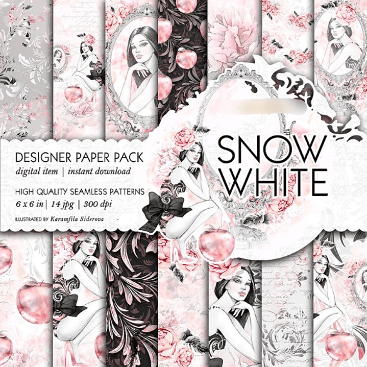 Kit Digital Papéis Branca de Neve 1