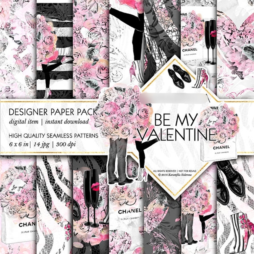 Kit Digital Papéis Dia dos Namorados  1