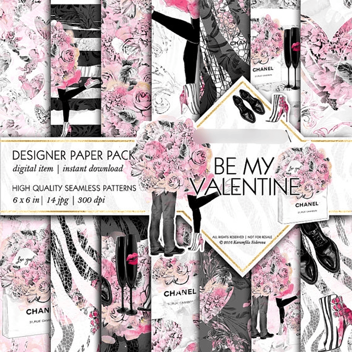 Kit Digital Papéis Dia dos Namorados  1