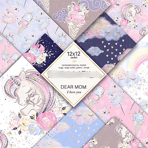 Kit Digital Papéis Unicórnio 