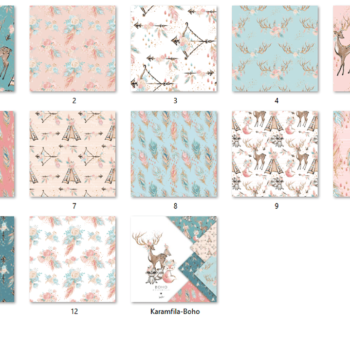 Kit Digital Papéis Boho Animais  2