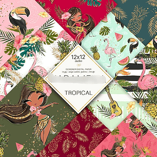 Kit Digital Papéis Tropical 