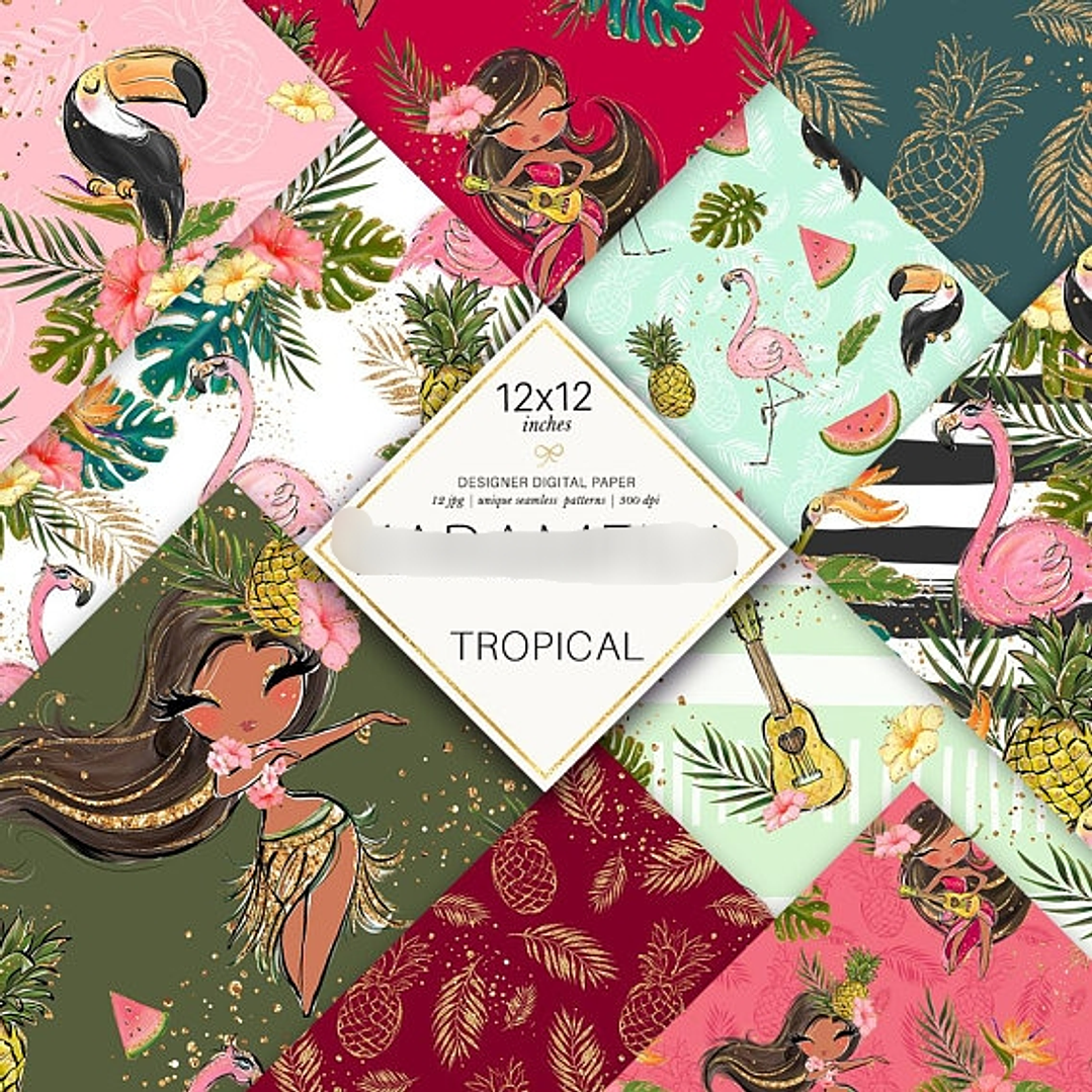 Kit Digital Papéis Tropical  1