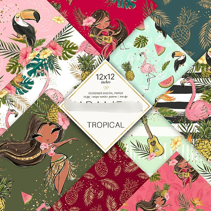 Kit Digital Papéis Tropical  1