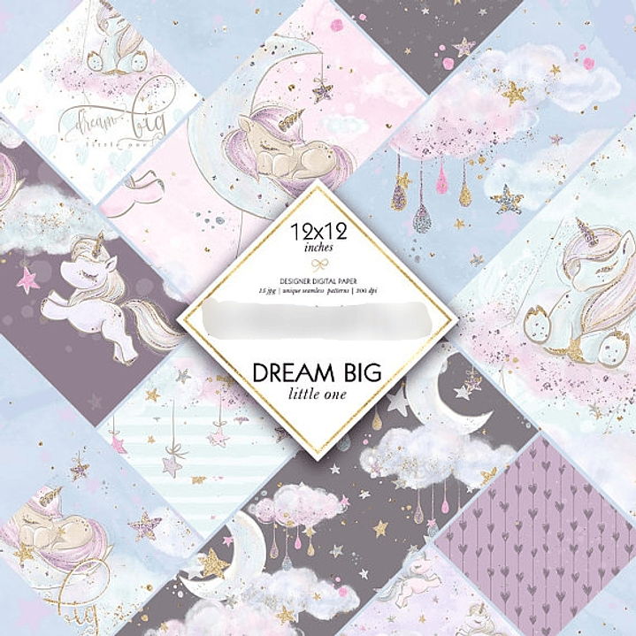 Kit Digital Papéis Unicórnio  1