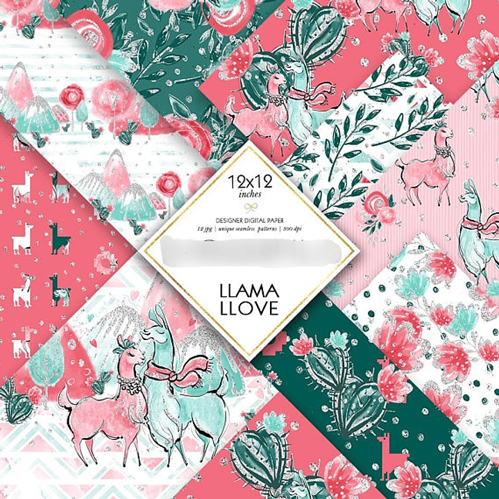 Kit Digital Papéis Lhama Love  1